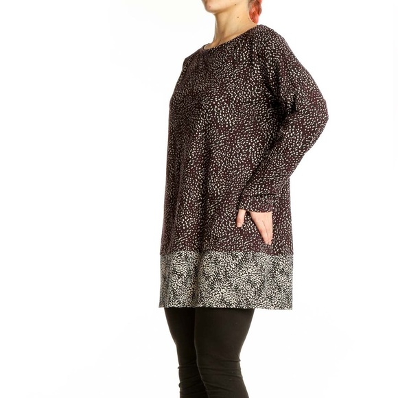 J. Jill Women Tunic Top Small Brown Speckle Long Sleeve Stretch Casual Scoop Nec - Picture 1 of 7
